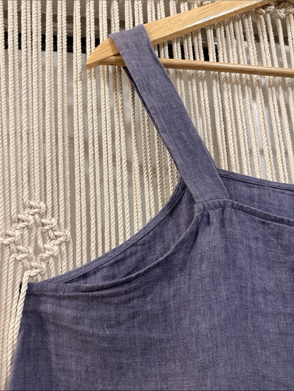 Eileen Fisher Organic Linen Square Neck Camisole Tank Top in Dusty Blue - Picture 3 of 7